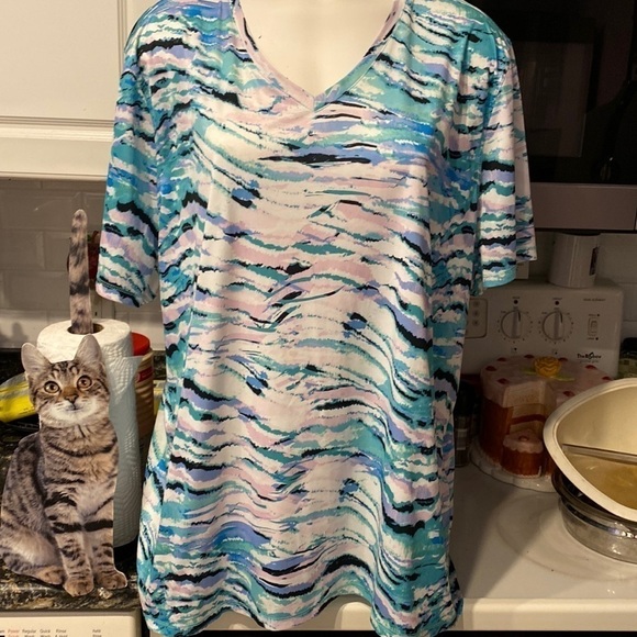 L womens Reel Legends casual stretch short sleeve plus size top 3X - Picture 1 of 3